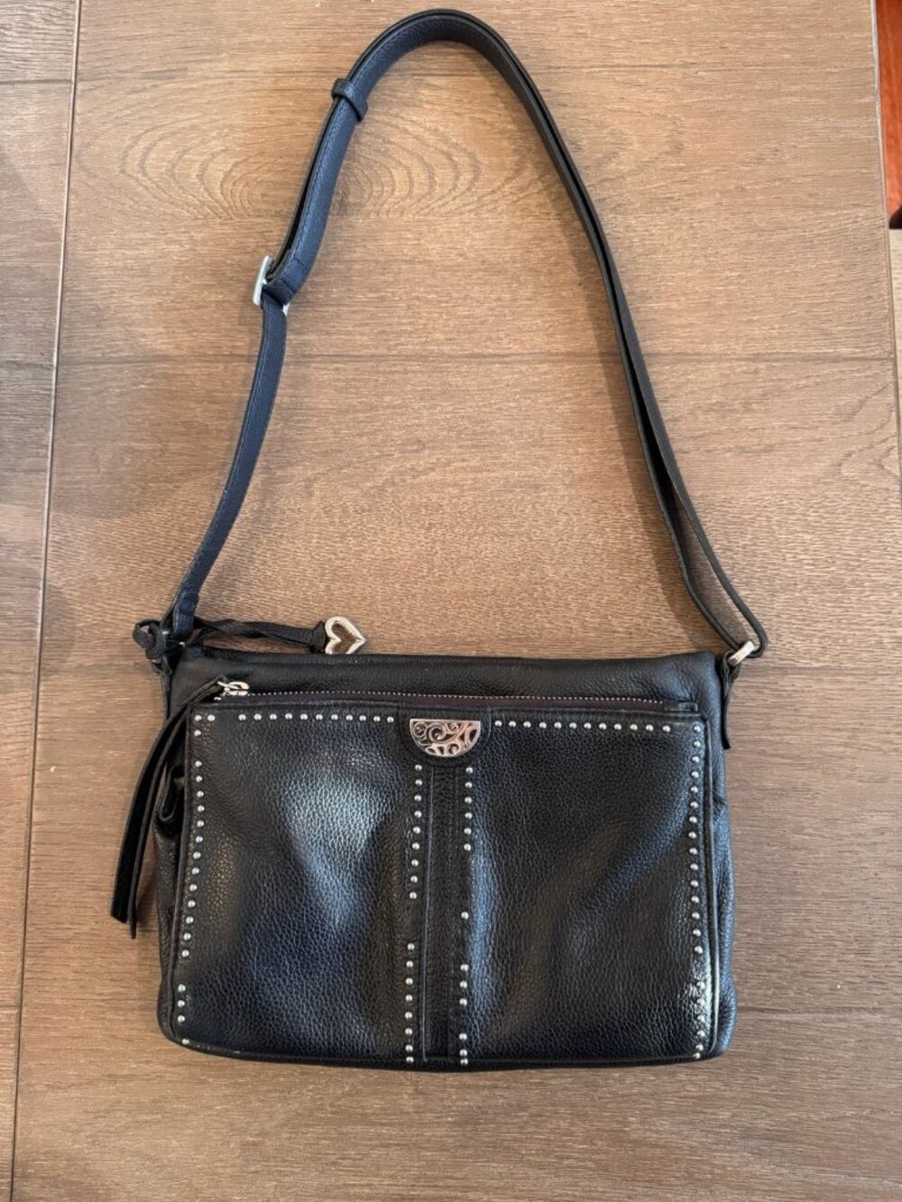 Brighton Black Pretty Tough City Cross-body Organizer Leather Bag